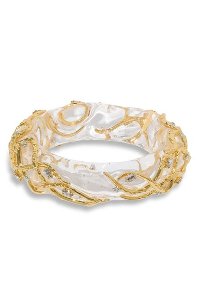 Alexis Bittar Liquid Vine Lucite® Hinge Bracelet In Clear/gold