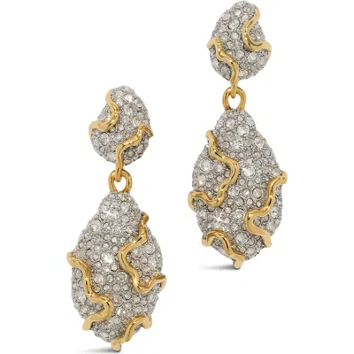 Alexis Bittar Solanales Crystal Pebble Drop Earrings In Gold