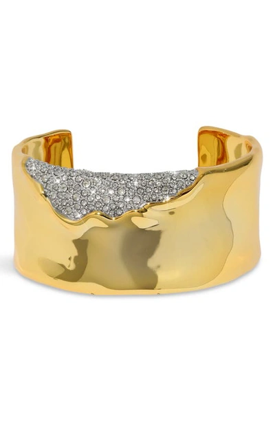 Alexis Bittar Solanales Gold Crystal Wide Cuff Bracelet In Gold Crystals