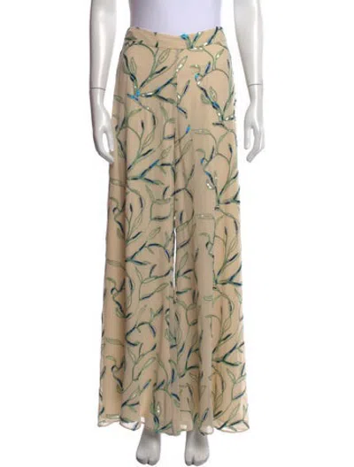 Pre-owned Alexis Floral Print Wide Leg Pants In Neutrals