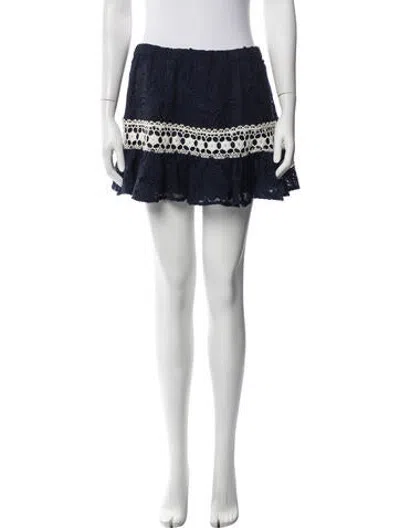 Pre-owned Alexis Lace Pattern Mini Skirt In Blue/white
