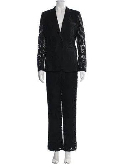 Pre-owned Alexis Lace Pattern Pant Set In Black