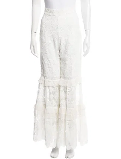 Pre-owned Alexis Lace Pattern Wide Leg Pants In White