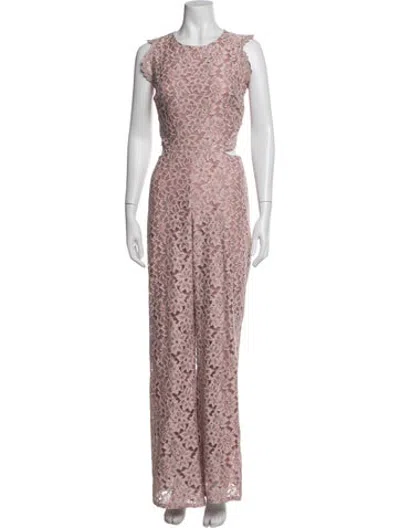 Pre-owned Alexis Nylon Lace Pattern Jumpsuit In Pink