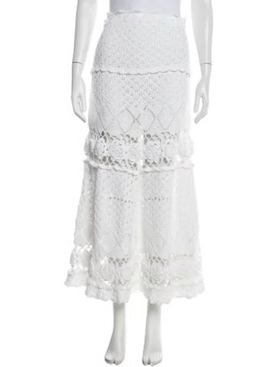 Pre-owned Alexis Patterned Long Skirt In White