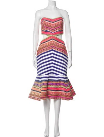Pre-owned Alexis Patterned Midi Length Dress In Pink