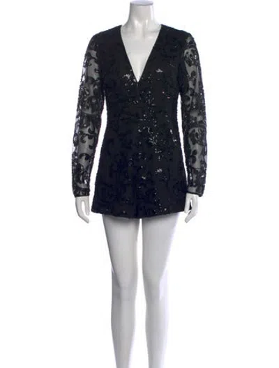 Pre-owned Alexis Patterned V-neck Jumpsuit In Blue