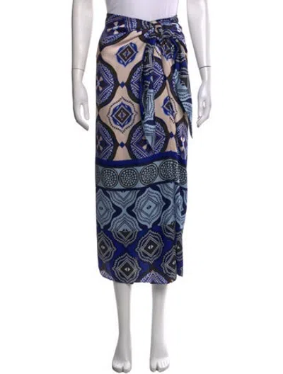 Pre-owned Alexis Printed Long Skirt In Blue