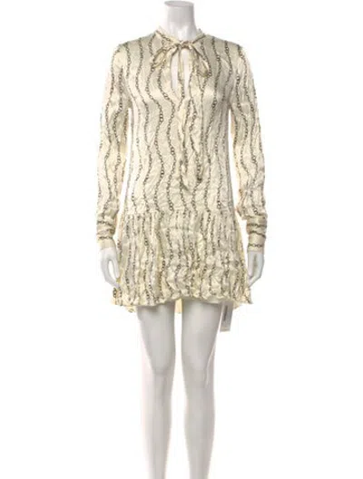 Pre-owned Alexis Printed Mini Dress In White