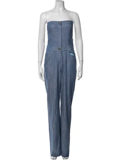 Pre-owned Alexis Strapless Jumpsuit In Blue
