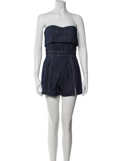 Pre-owned Alexis Strapless Romper In Blue