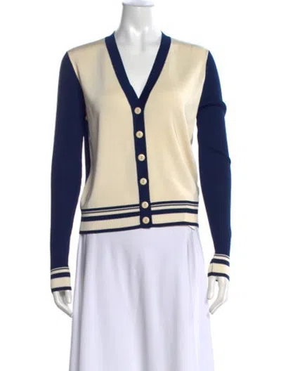 Pre-owned Alexis Striped V-neck Sweater W/ Tags In Blue