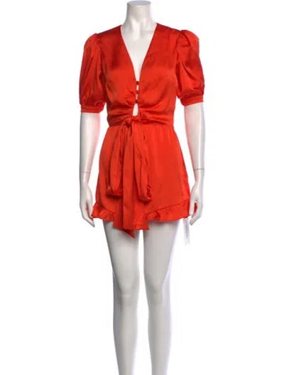 Pre-owned Alexis V-neck Romper In Orange