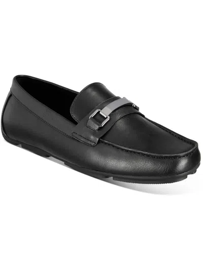 Alfani Egan Mens Faux Leather Slip-on Loafers In Black