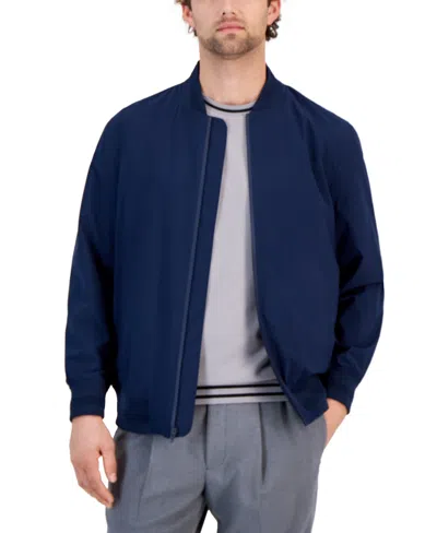 Alfani Men's Regular-fit Water-resistant Full-zip Bomber Jacket, Created For Macy's In Neo Navy