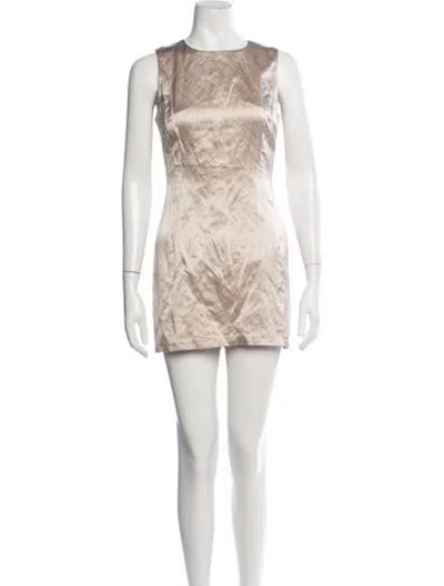 Pre-owned Alfie Crew Neck Mini Dress In Neutrals
