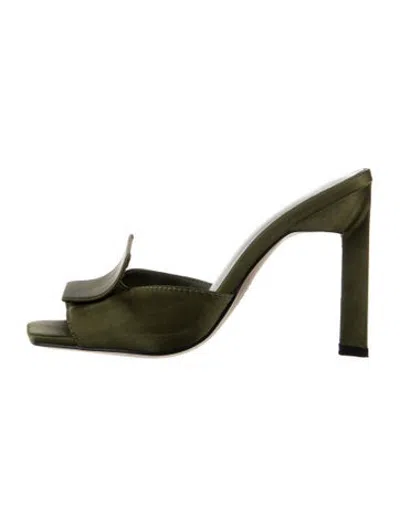 Pre-owned Alias Mae Satin Slides In Green