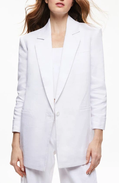 Alice And Olivia Shan Padded Shoulder Roll Sleeve Blazer In White