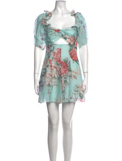 Pre-owned Alice Mccall Floral Print Mini Dress In Green