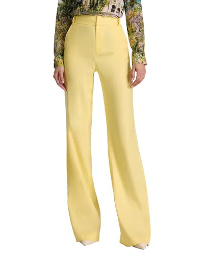 Alice + Olivia Lula High-rise Flare Linen-blend Pant In Yellow