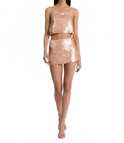 Alice + Olivia Mace Pailette Mini Skort In Rose Tan In Multi