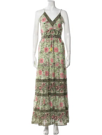 Pre-owned Alicia Bell Floral Print Long Dress W/ Tags In Green