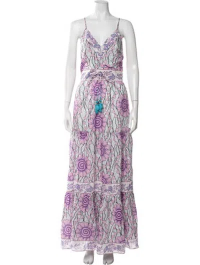 Pre-owned Alicia Bell Floral Print Long Dress W/ Tags In Multicolor
