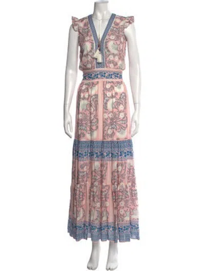 Pre-owned Alicia Bell Floral Print Long Dress W/ Tags In Pink
