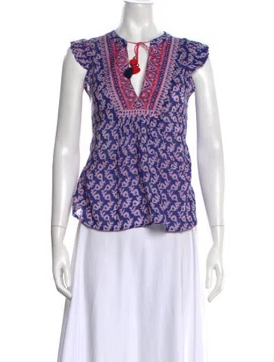 Pre-owned Alicia Bell Printed V-neck Top In Purple