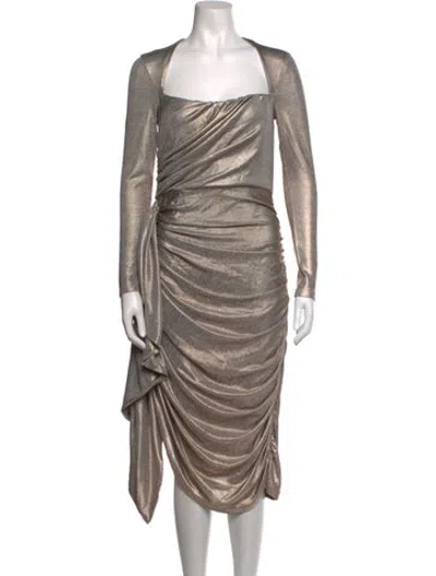 Pre-owned Alieva Square Neckline Midi Length Dress In Multicolor