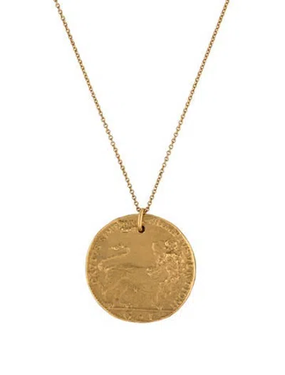 Pre-owned Alighieri Il Leone Medallion Pendant Necklace, 18.25" In Multicolor