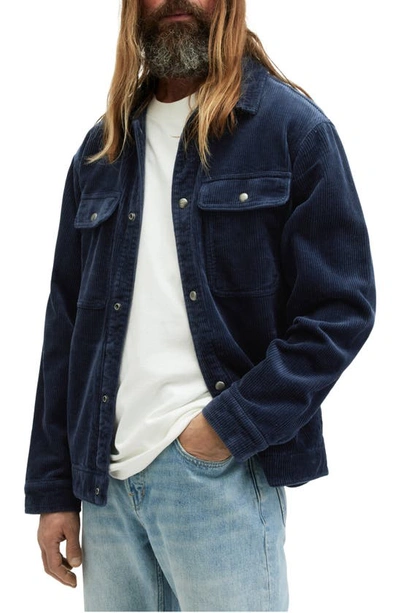 Allsaints Castleford Corduroy Relaxed Overshirt In Starry Blue
