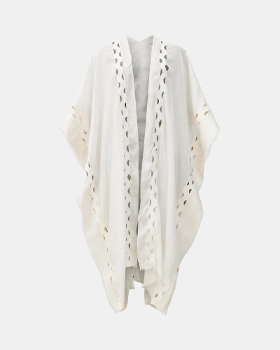 Allsaints Clarissa Logo Print Ruana Scarf In Ecru White