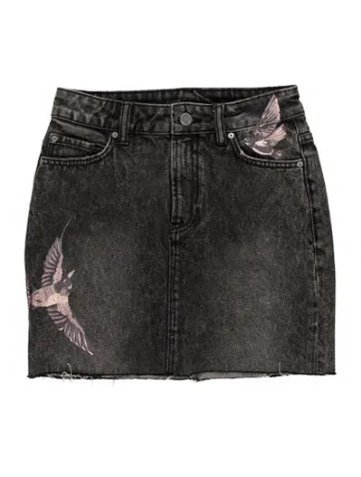 Pre-owned Allsaints Graphic Print Mini Skirt W/ Tags In Grey