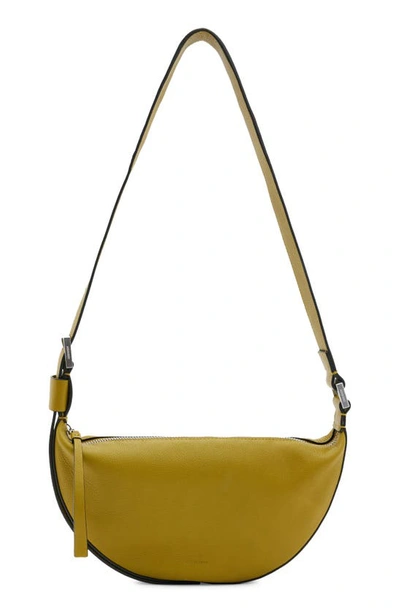 Allsaints Half Moon Leather Crossbody Bag In Sap Green