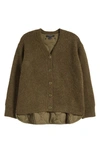 Allsaints Hopper Cardigan With Quilted Lining In Khaki Green