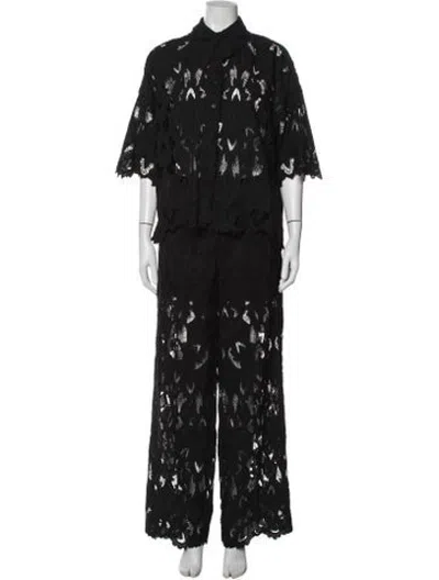 Pre-owned Allsaints Lace Pattern Pant Set In Black