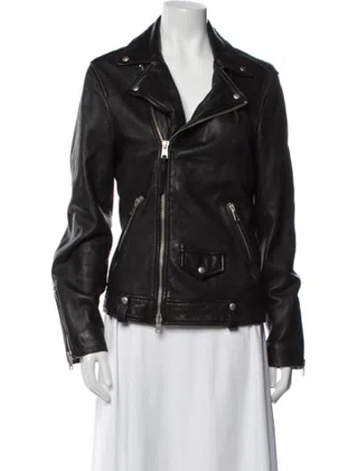 Pre-owned Allsaints Leather Biker Jacket In Black