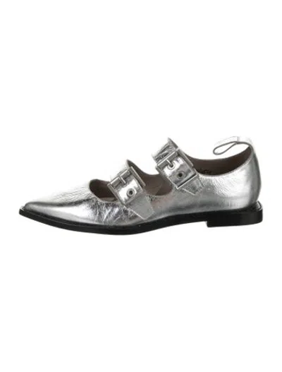 Pre-owned Allsaints Leather Flats In Silver