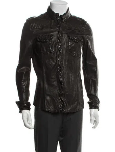 Pre-owned Allsaints Leather Moto Jacket In Brown