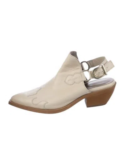 Pre-owned Allsaints Leather Slingback Flats In Neutrals