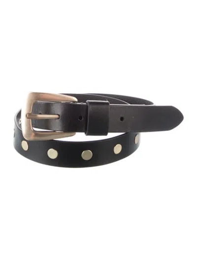Pre-owned Allsaints Leather Studded Accents Waist Belt In Black