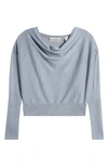 Allsaints March Merino Wool Cowl Neck Sweater In Dusty Blue