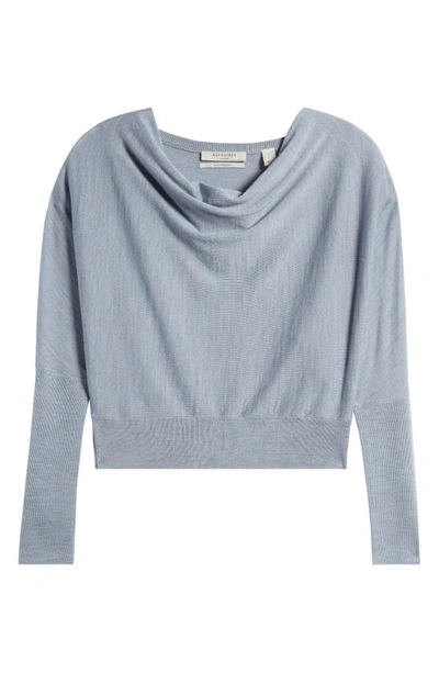 Allsaints March Merino Wool Cowl Neck Jumper In Dusty Blue