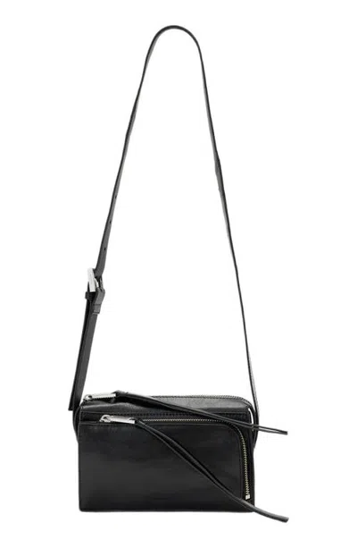 Allsaints Marlo Leather Wallet Crossbody Bag In Black