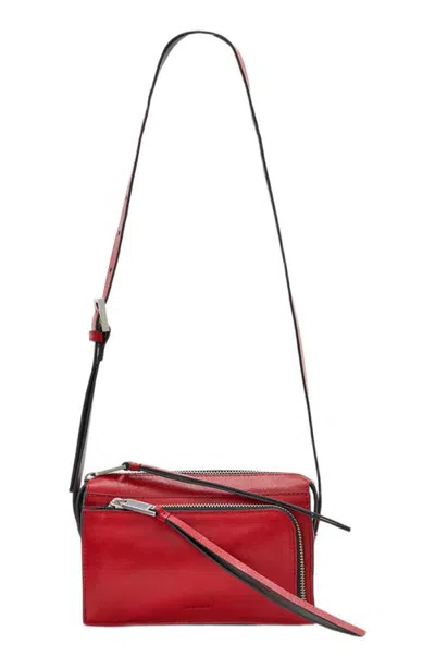 Allsaints Marlo Leather Wallet Crossbody Bag In True Red