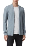 Allsaints Mode Slim Fit Merino Wool Cardigan In Dusty Blue