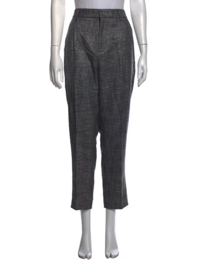 Pre-owned Allsaints Plaid Print Straight Leg Pants In Grey