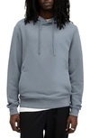 Allsaints Raven Pullover Ramskull Hoodie In Dusty Blue