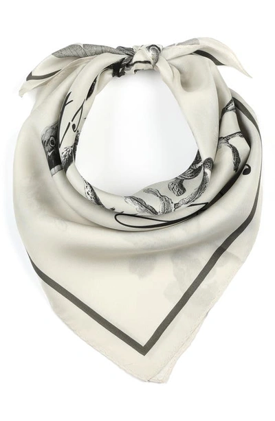 Allsaints Sainbal Floral Silk Bandana Scarf In White/gray
